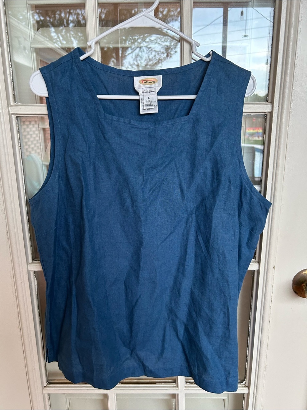 Talbots Teal-Blue Sleeveless Linen Shell